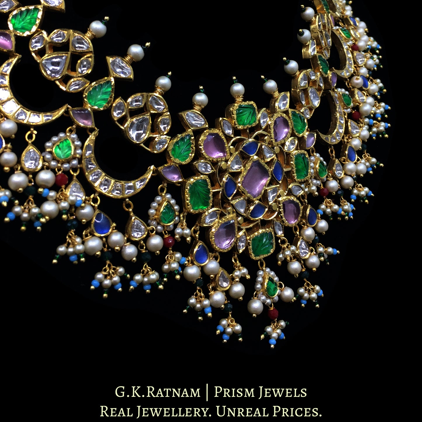 18k Gold and Diamond Polki Necklace Set - G. K. Ratnam