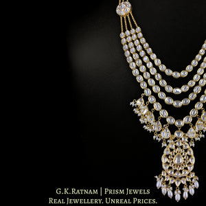 18k Gold and Diamond Polki four-row long Necklace With Chains