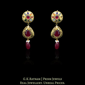 23k Gold and Diamond Polki Navratna Necklace Set