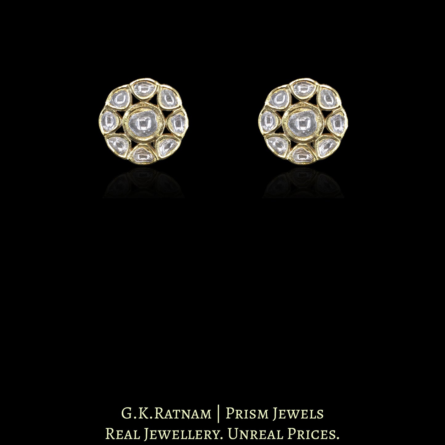 18k Gold and Diamond Polki Choker Necklace Set with russian-green Melons - G. K. Ratnam