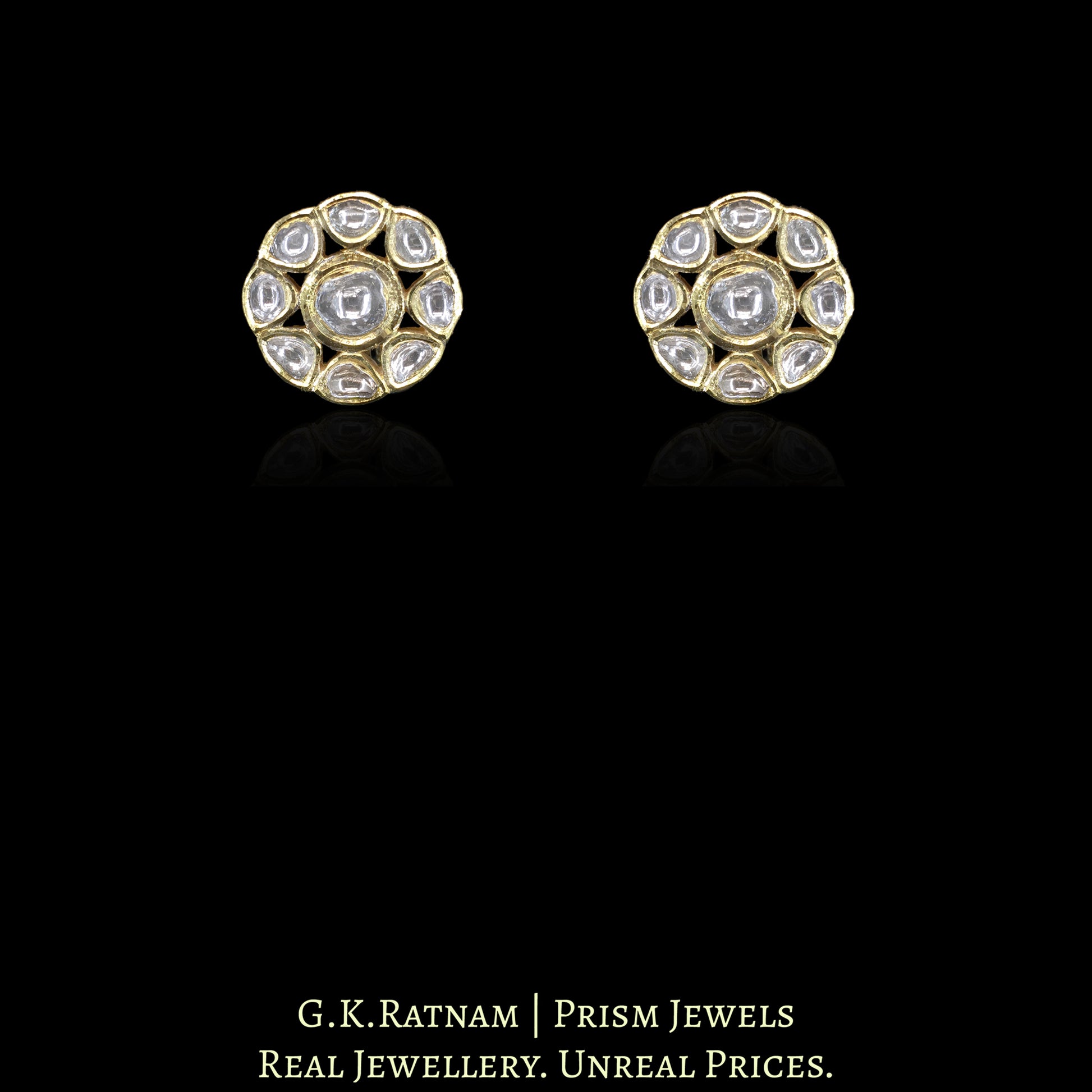18k Gold and Diamond Polki Choker Necklace Set with russian-green Melons - G. K. Ratnam
