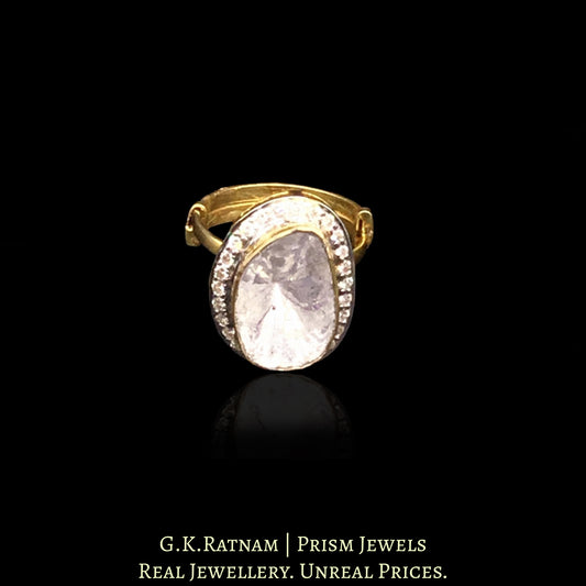 18k Gold and Diamond Polki Open Setting Ring with Big Uncut - G. K. Ratnam