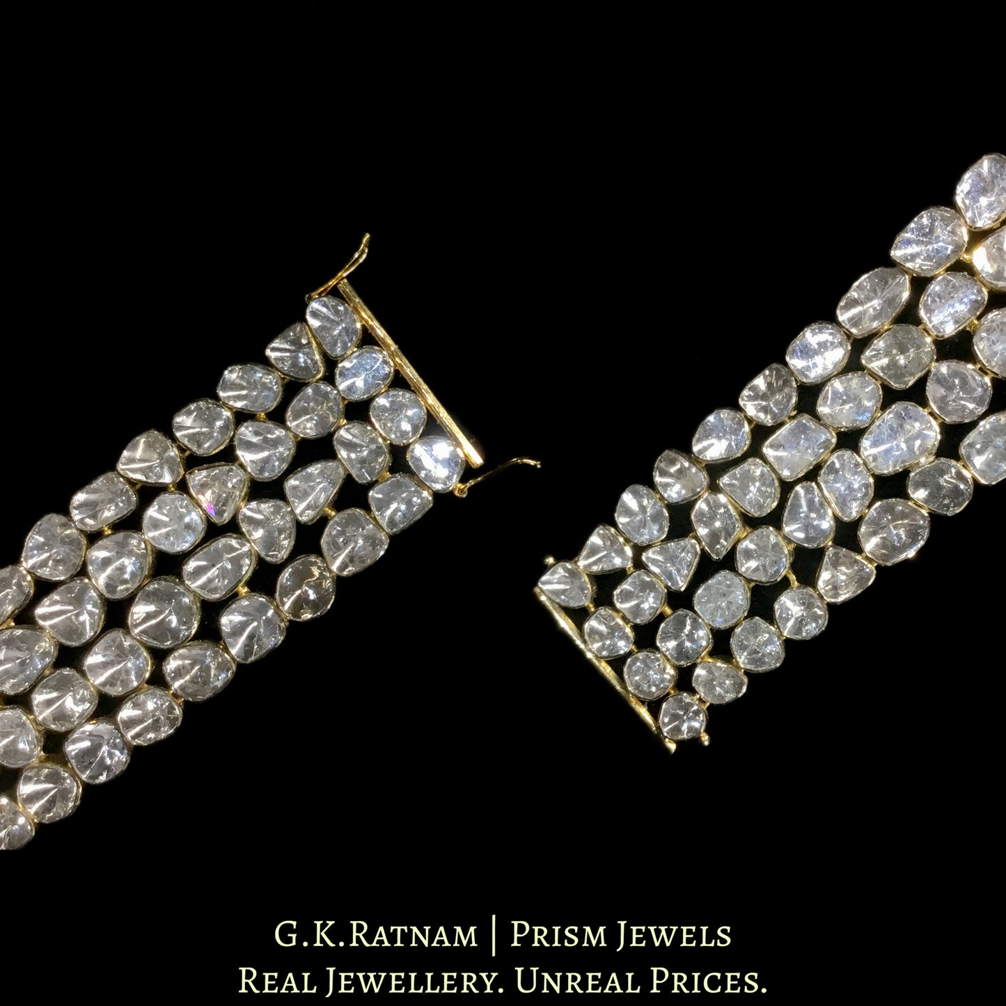 18k Gold and Diamond Polki Open Setting Four-Row Bracelet