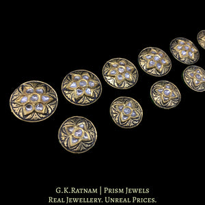 23k Gold and Diamond Polki antique-finish Sherwani Buttons for Men