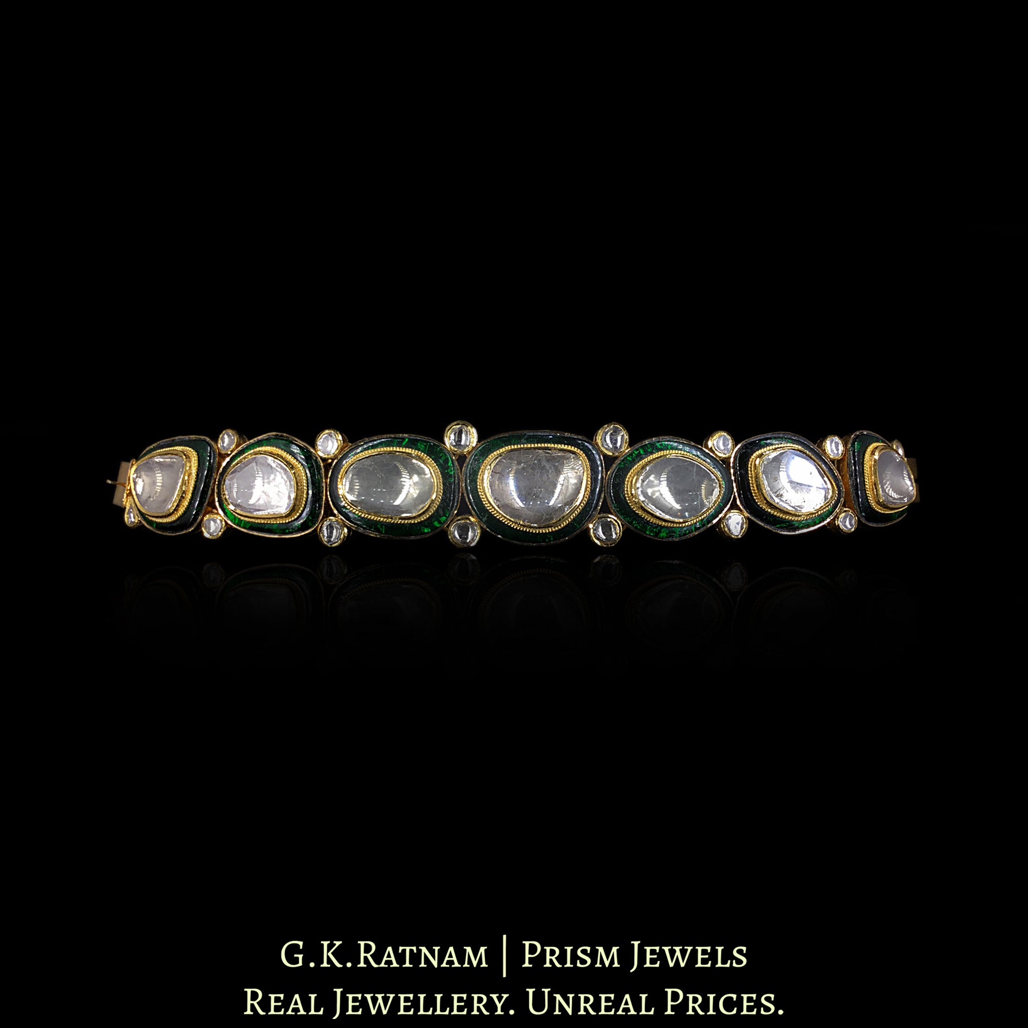 18k Gold and Diamond Polki Bracelet with with far sized uncuts