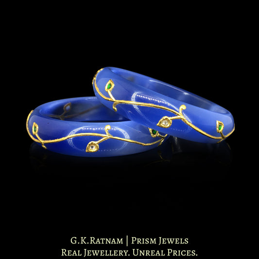 23k Gold and Diamond Polki Bangle Pair - G. K. Ratnam