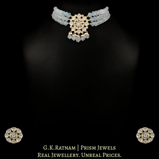18k Gold and Diamond Polki Choker Necklace Set with russian-green Melons - G. K. Ratnam