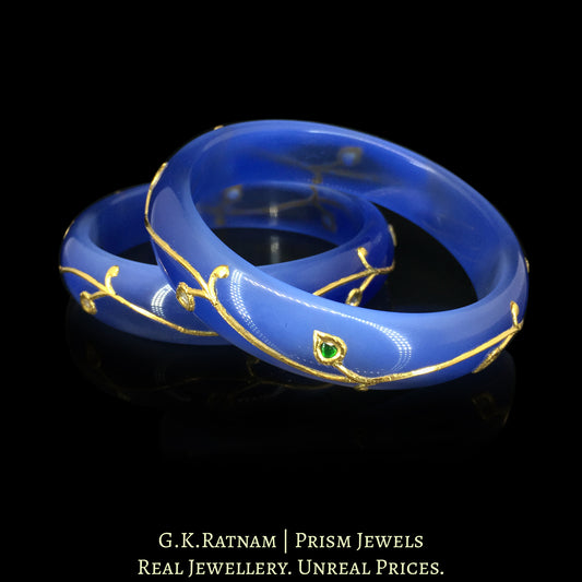 23k Gold and Diamond Polki Bangle Pair - G. K. Ratnam