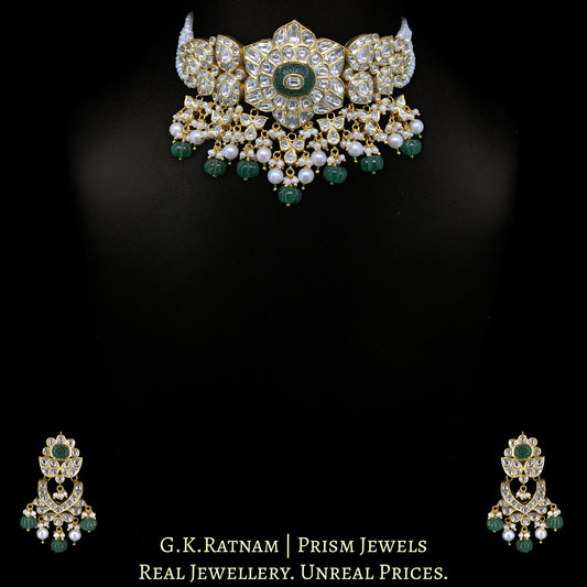 18k Gold and Diamond Polki Choker Necklace Set - G. K. Ratnam