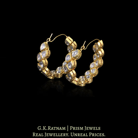 18k Gold and Diamond Polki Bali / Hoop Earring Pair