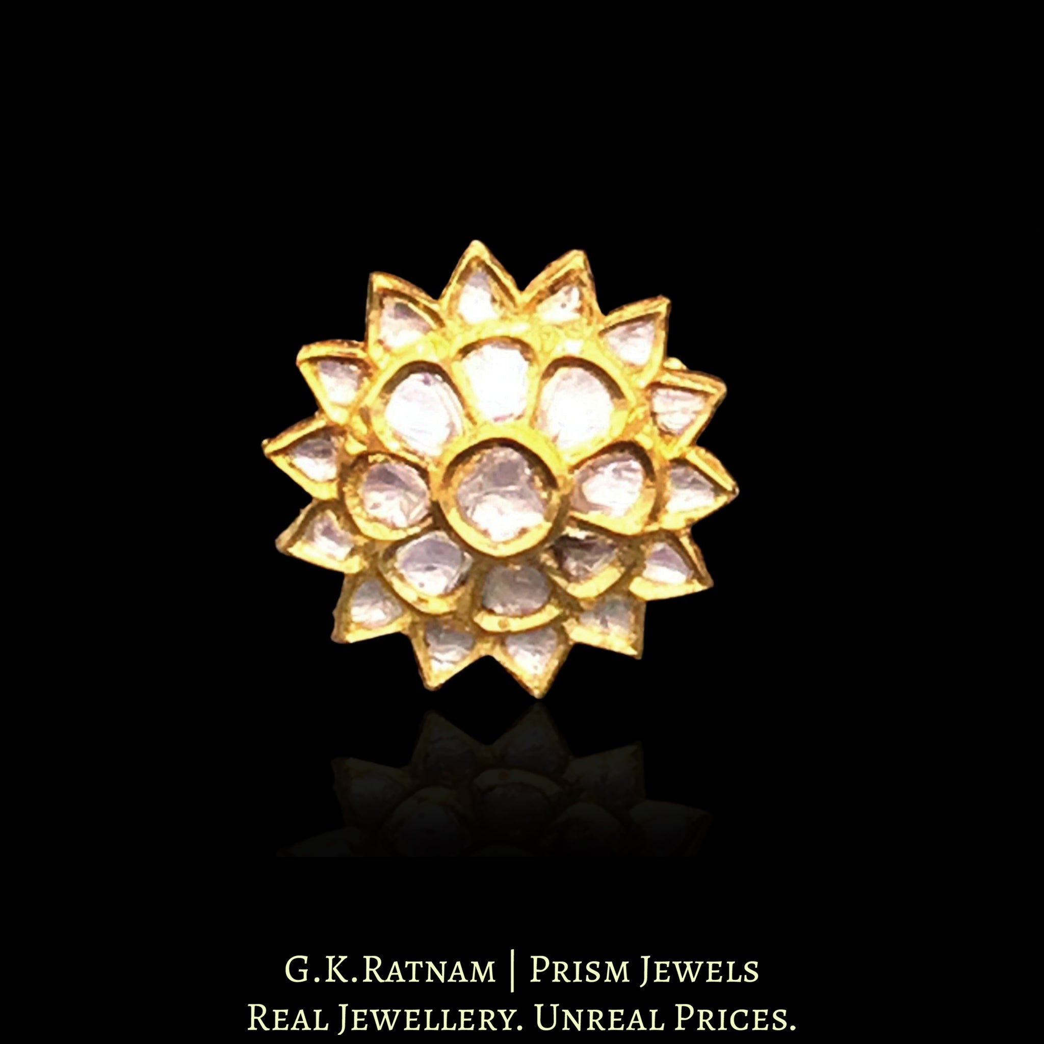 18k Gold and Diamond Polki star-shaped Ring