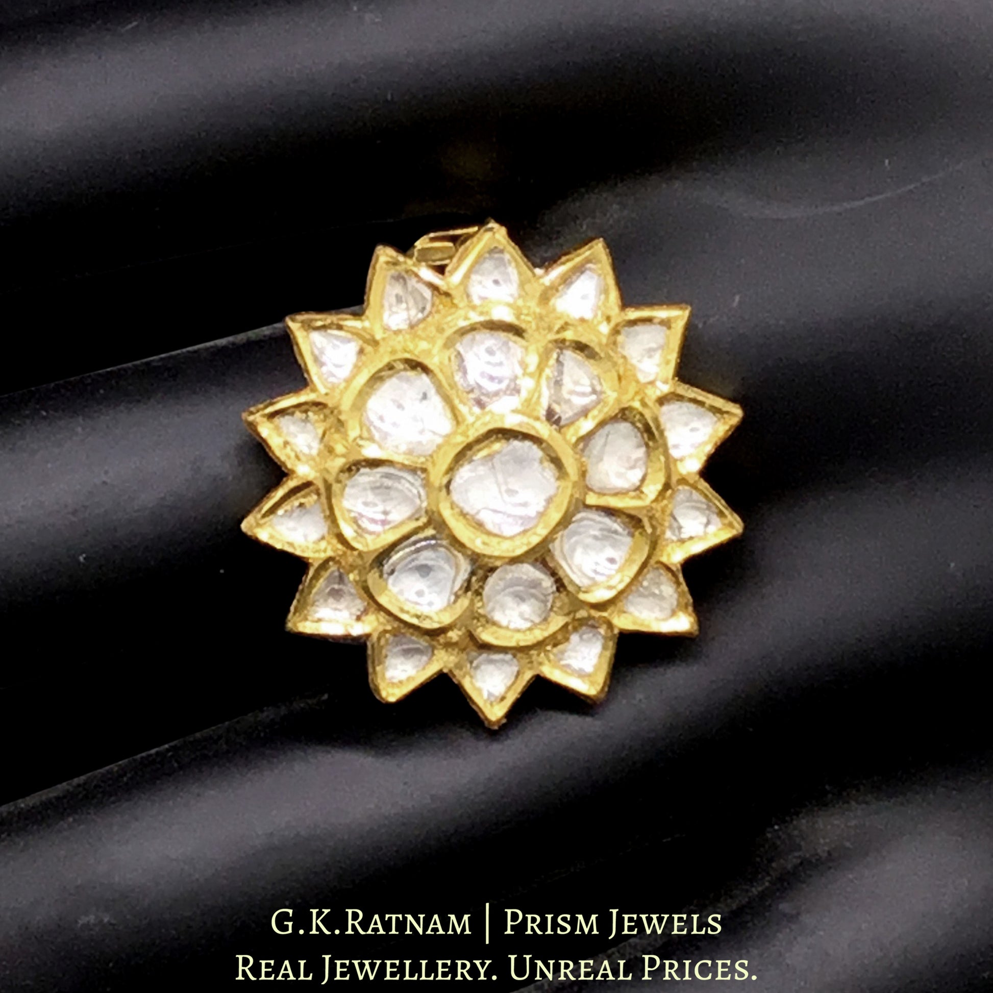 18k Gold and Diamond Polki star-shaped Ring - G. K. Ratnam