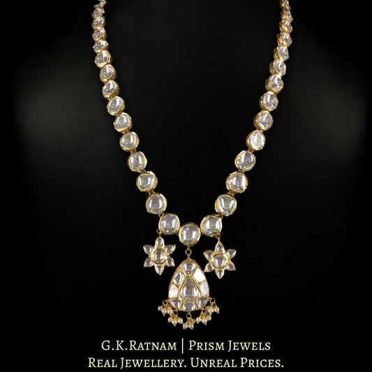 18k Gold and Diamond Polki Single Line Necklace with star-shaped Charms - G. K. Ratnam