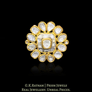 18k Gold and Diamond Polki floral Ring with far sized uncuts