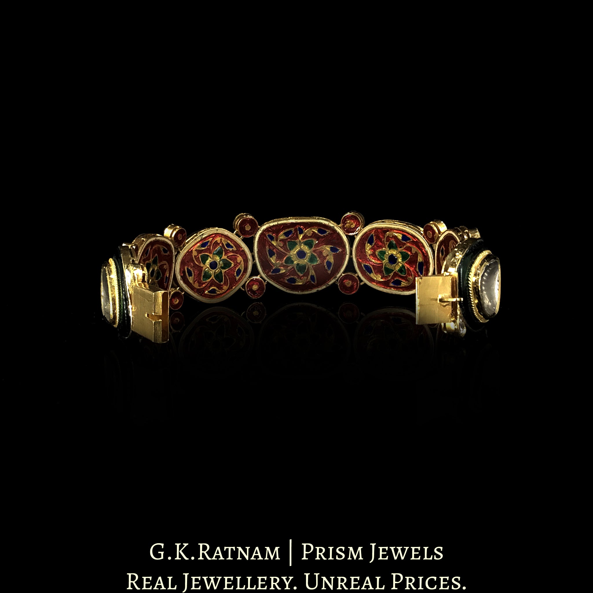 18k Gold and Diamond Polki Bracelet with with far sized uncuts