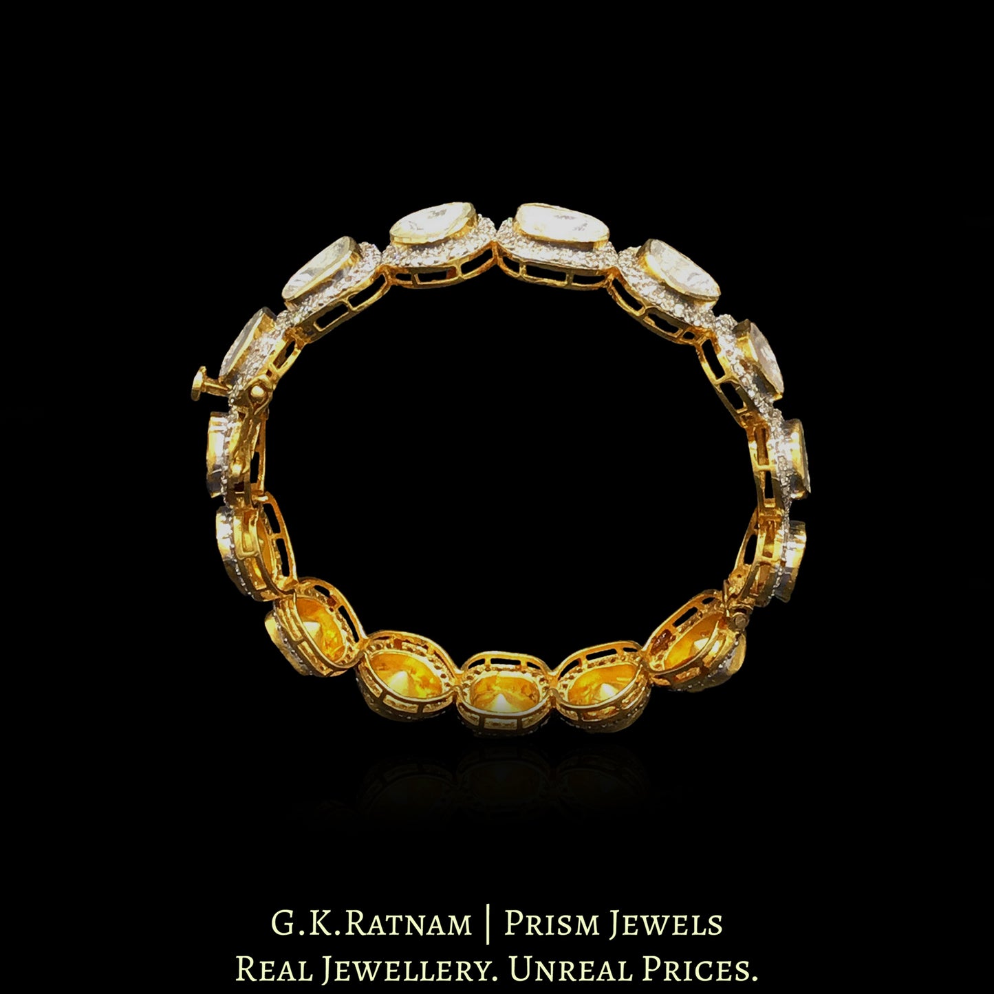 18k Gold and Diamond Polki Open Setting Bangle with Big Uncuts - G. K. Ratnam