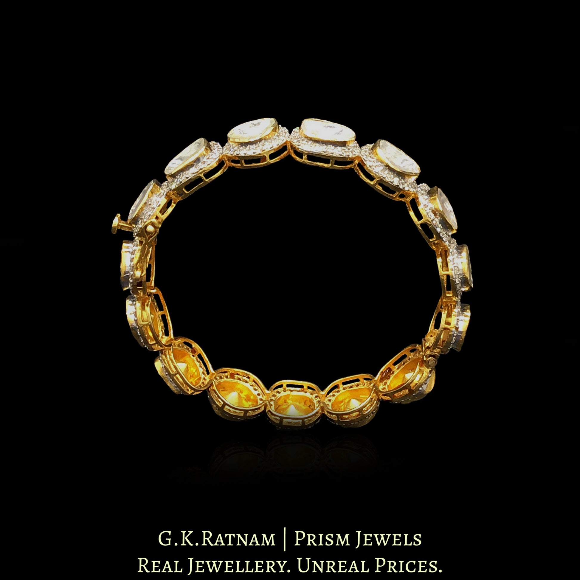 18k Gold and Diamond Polki Open Setting Bangle with Big Uncuts - G. K. Ratnam