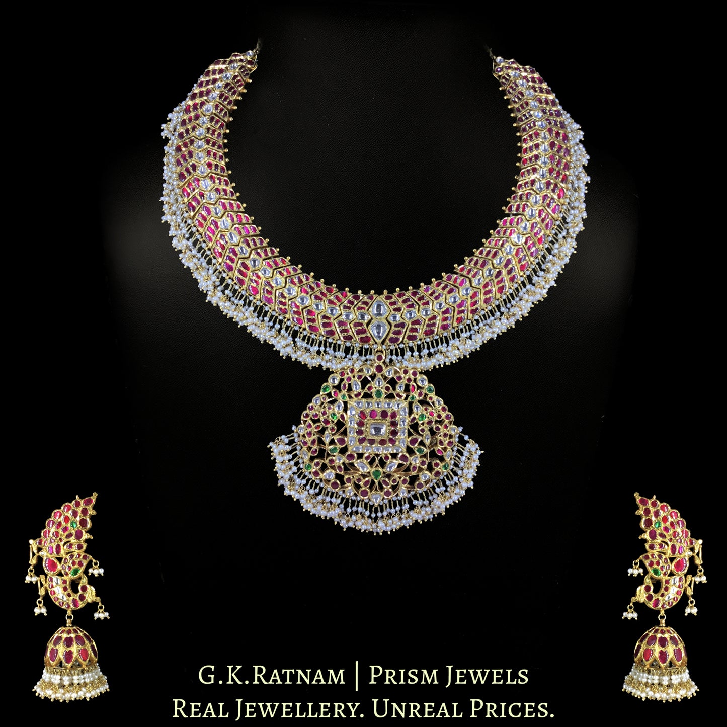 22k Gold and Diamond Polki south-style Necklace Set