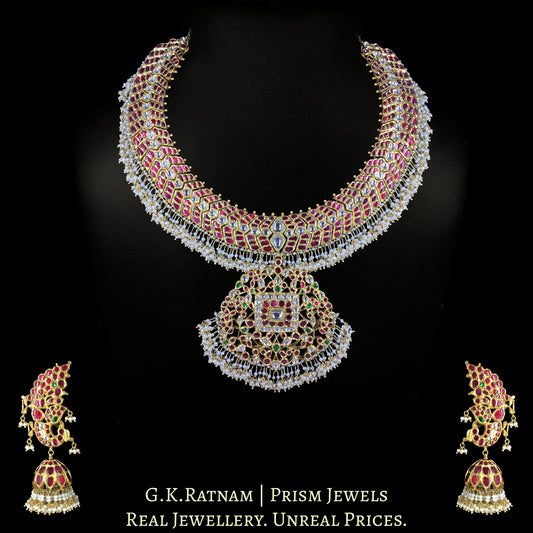 22k Gold and Diamond Polki south-style Necklace Set