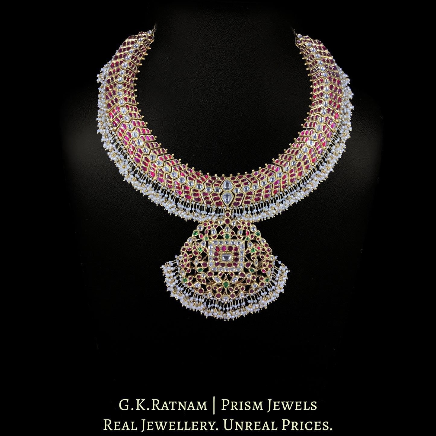 22k Gold and Diamond Polki south-style Necklace Set