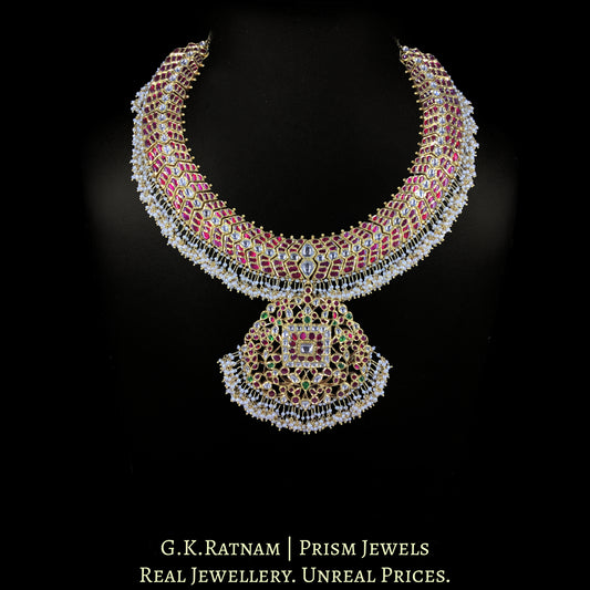 22k Gold and Diamond Polki south-style Necklace Set
