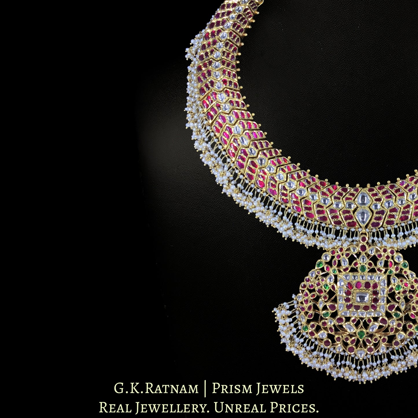 22k Gold and Diamond Polki south-style Necklace Set