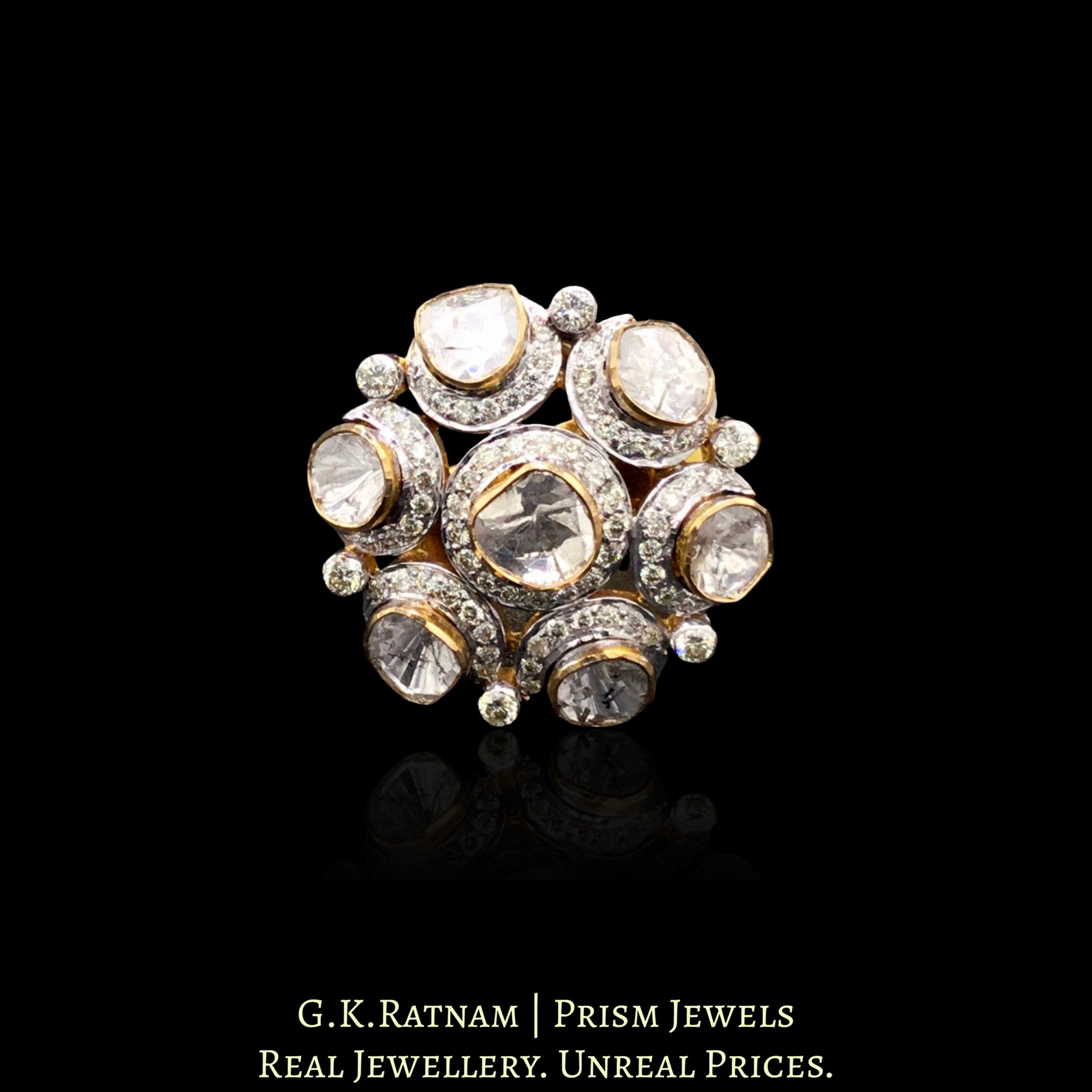 18k Gold and Diamond Polki Open Setting Round Ring - G. K. Ratnam