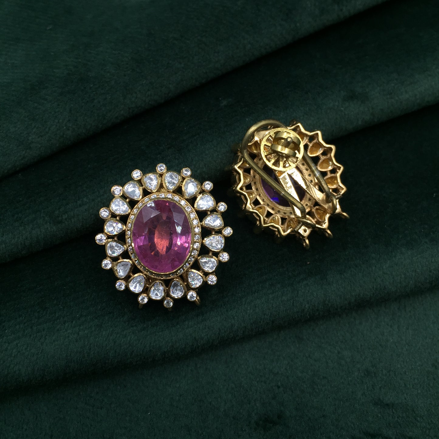 925 Silver Tops Earring Pair with Lab Grown Pink Tourmalines