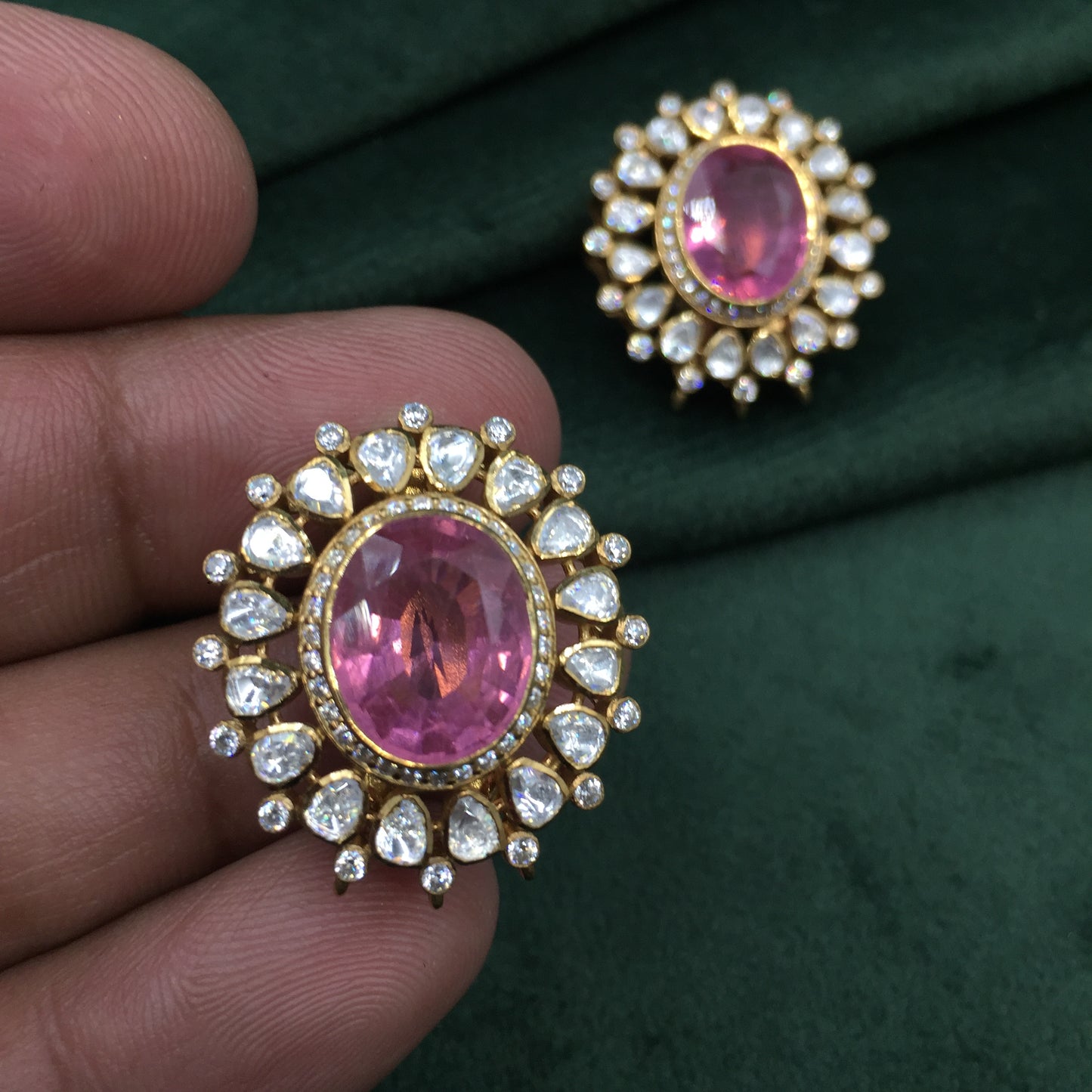 925 Silver Tops Earring Pair with Lab Grown Pink Tourmalines