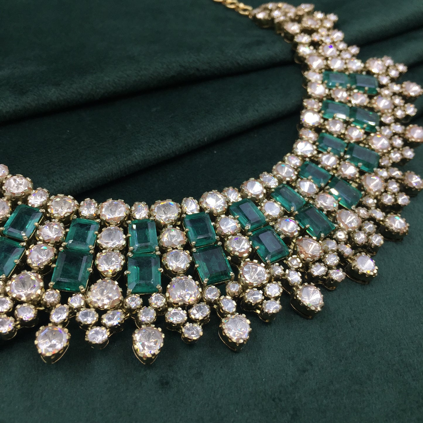 925 Silver Necklace Set with Lab Grown Emeralds