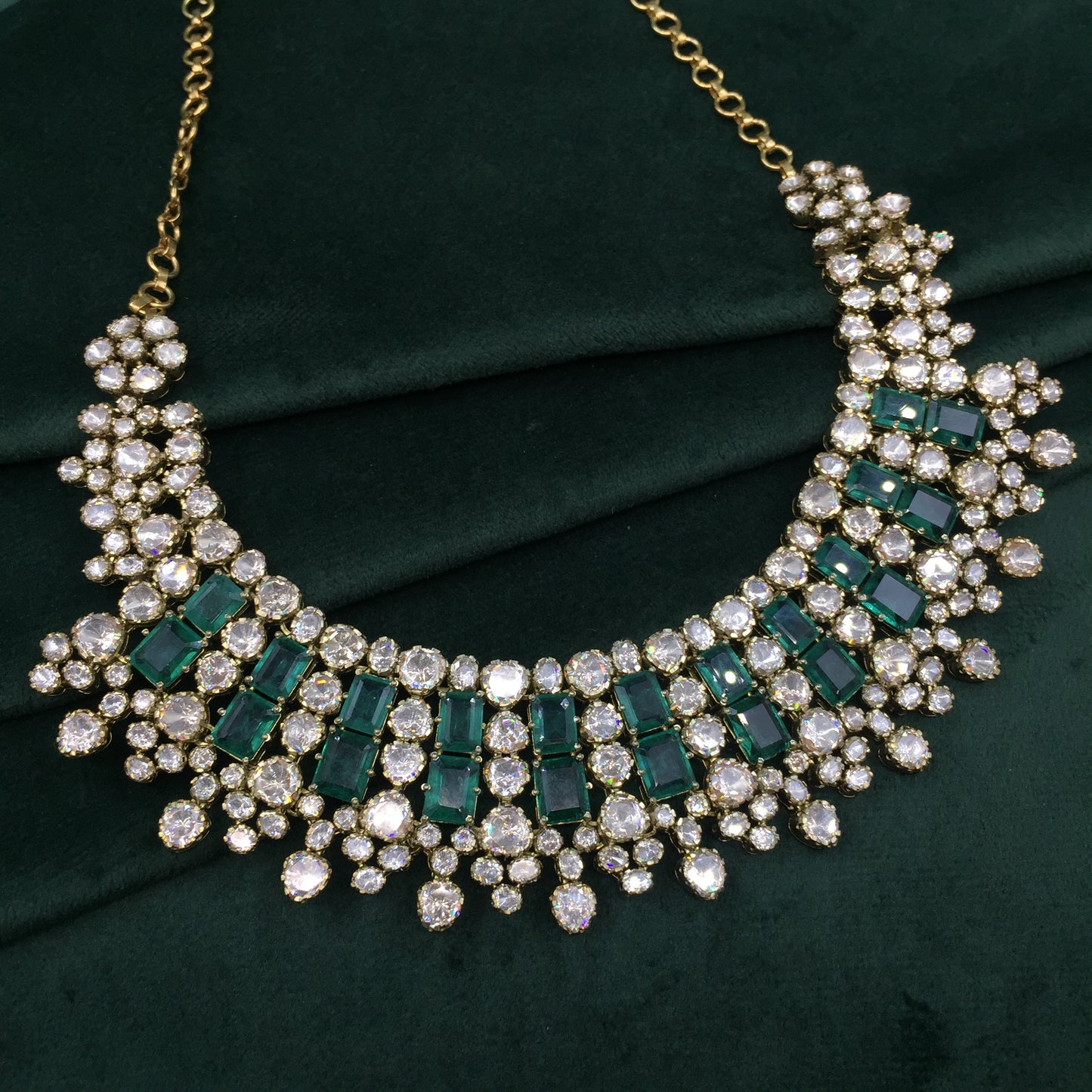925 Silver Necklace Set with Lab Grown Emeralds