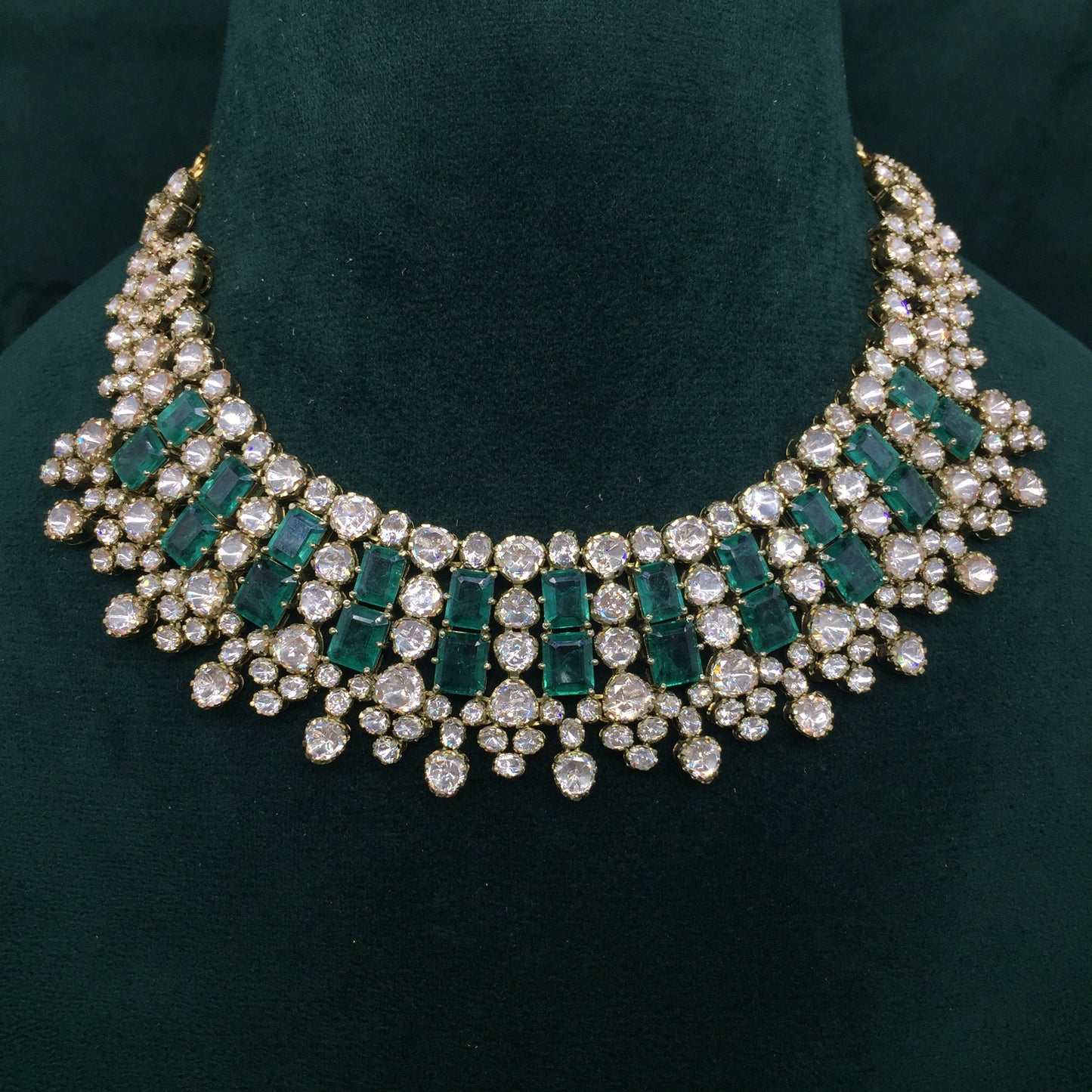 925 Silver Necklace Set with Lab Grown Emeralds