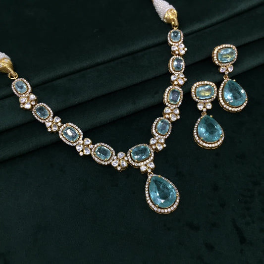 925 Silver Necklace Set with Lab Grown Russian Emeralds - G. K. Ratnam