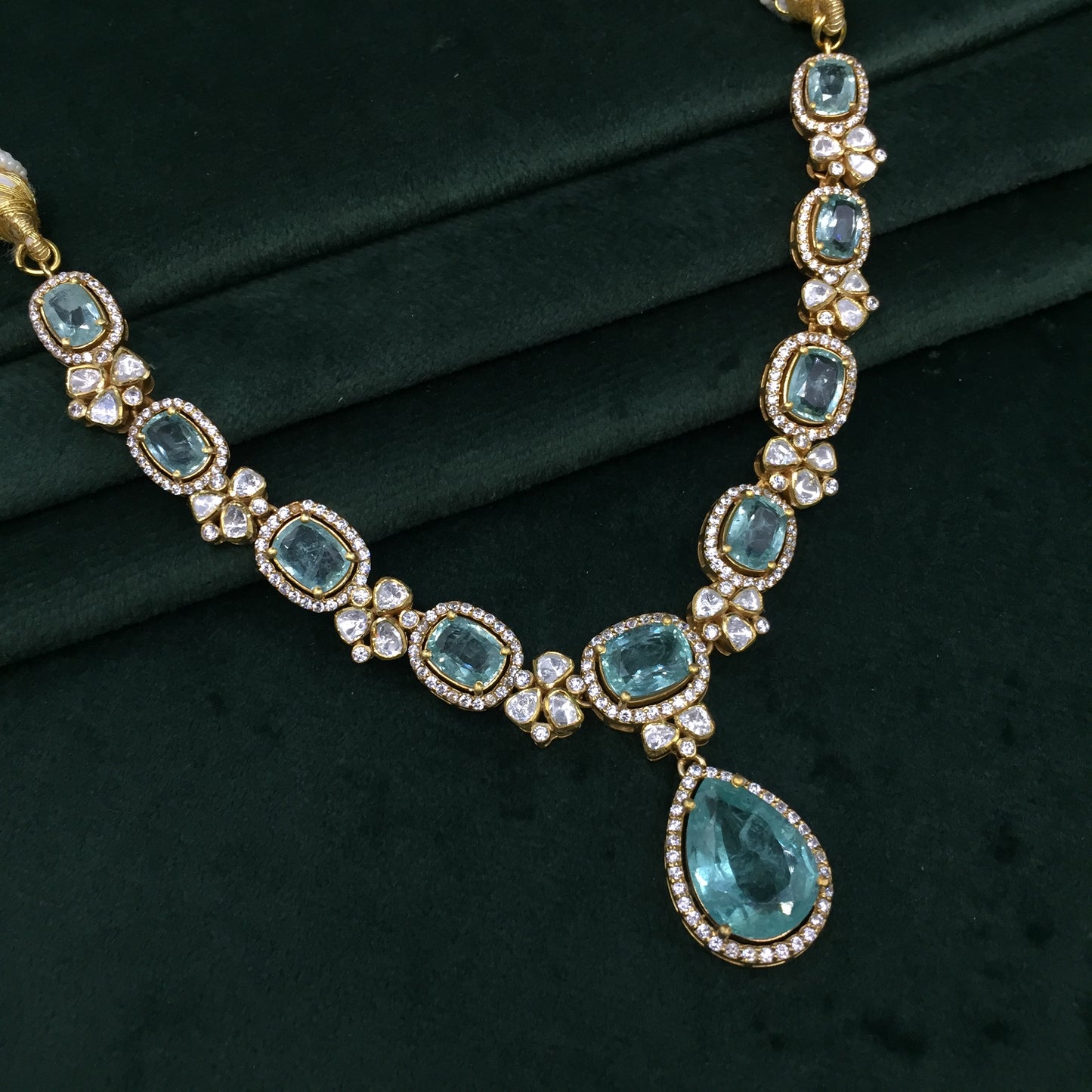 925 Silver Necklace Set with Lab Grown Russian Emeralds