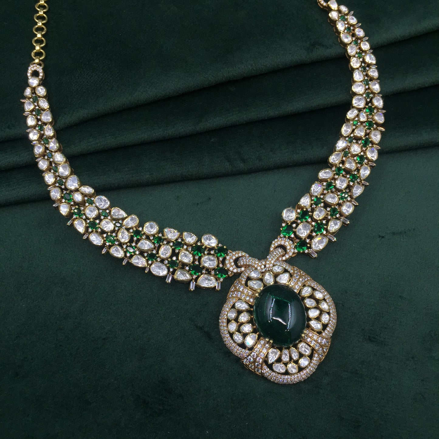 925 Silver Necklace Set with Lab Grown Emeralds