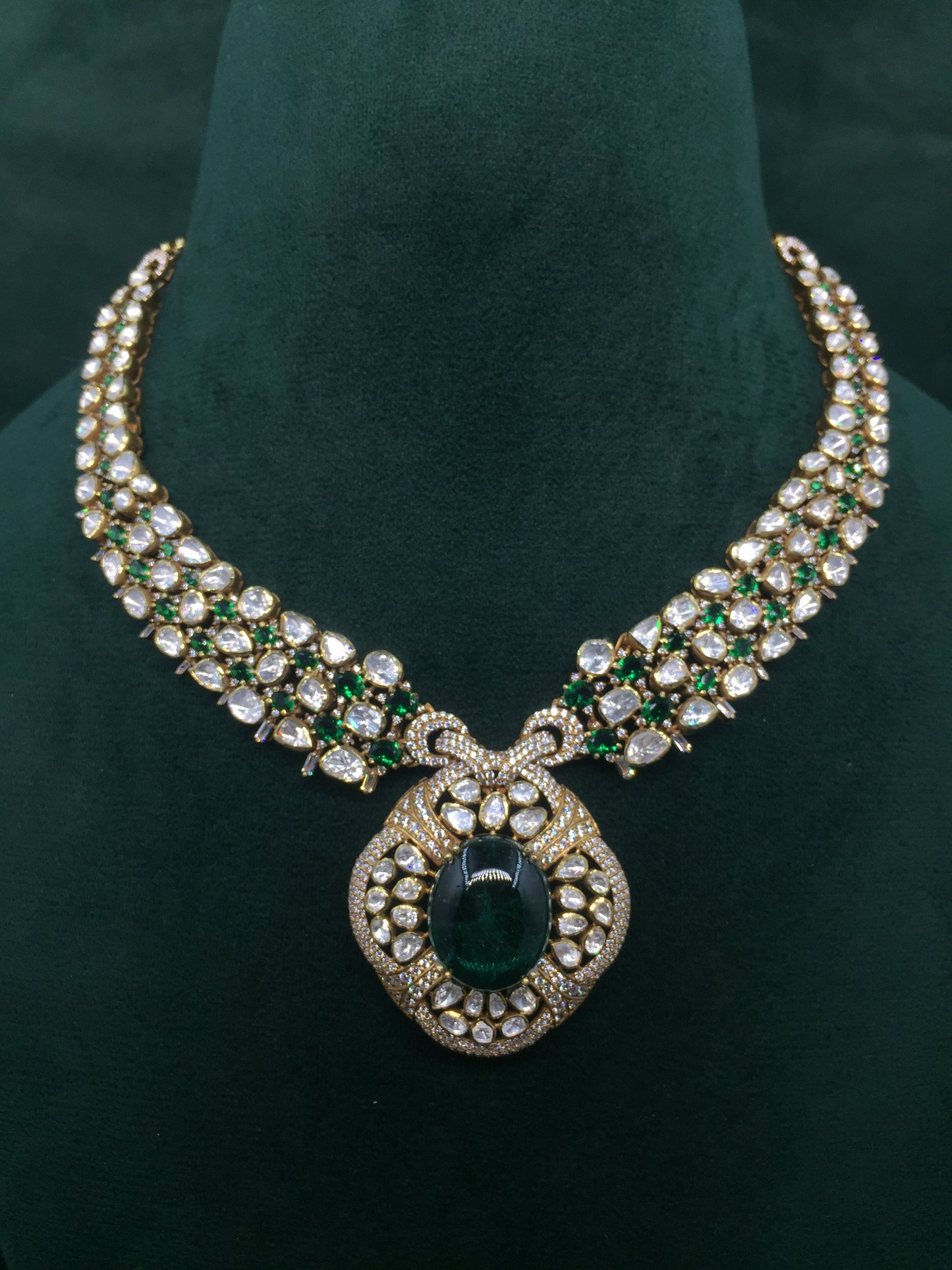 925 Silver Necklace Set with Lab Grown Emeralds