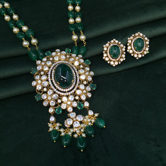 925 Silver Pendant Set with Lab Grown Emeralds