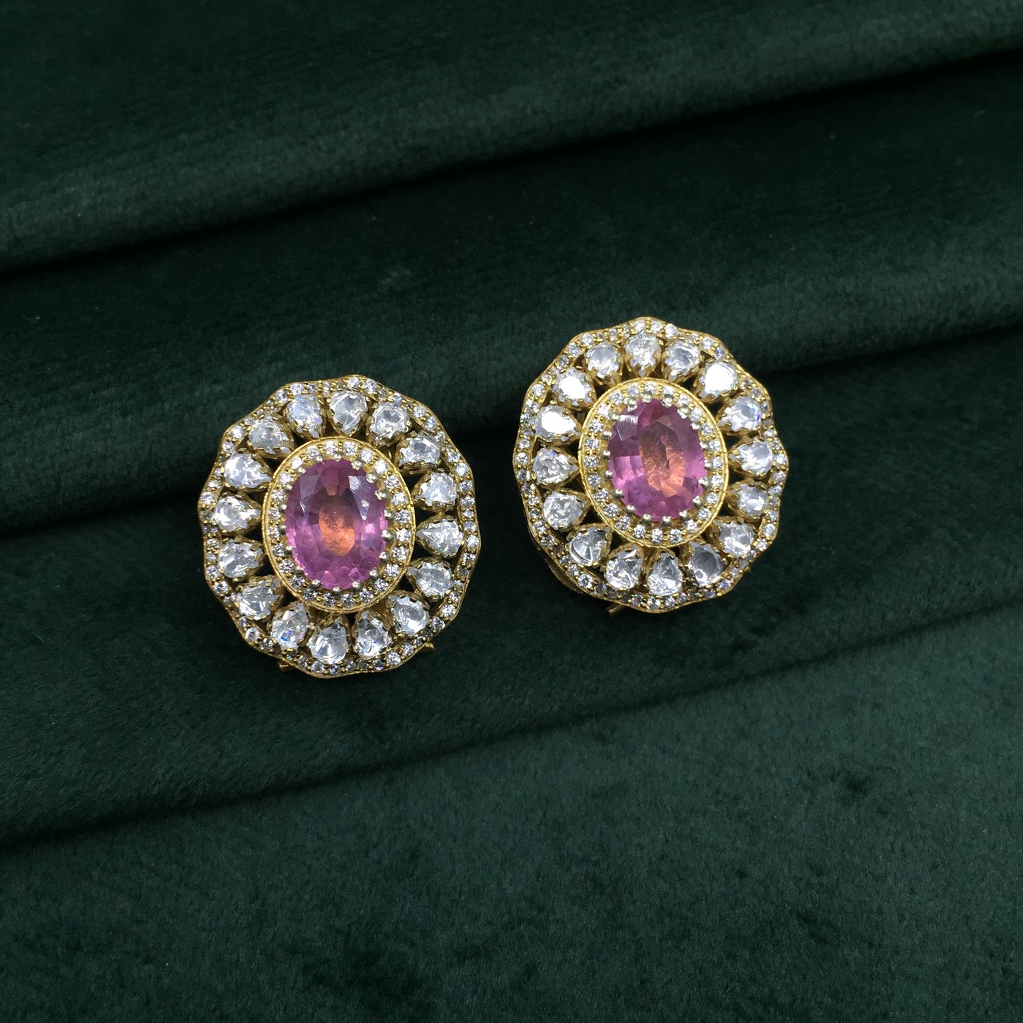 925 Silver Choker Necklace Set with Lab Grown Pink Tourmalines