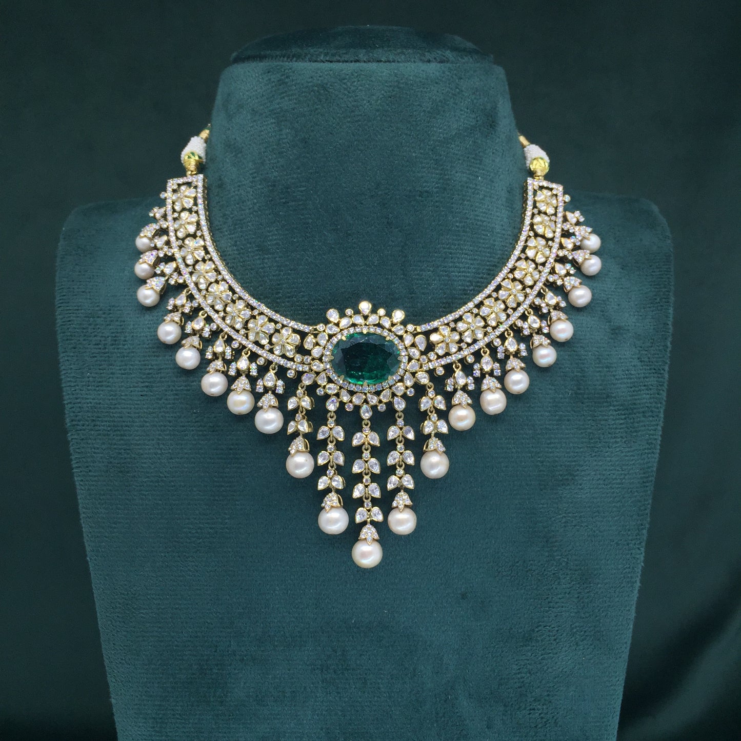 925 Silver Necklace Set with Lab Grown Emeralds