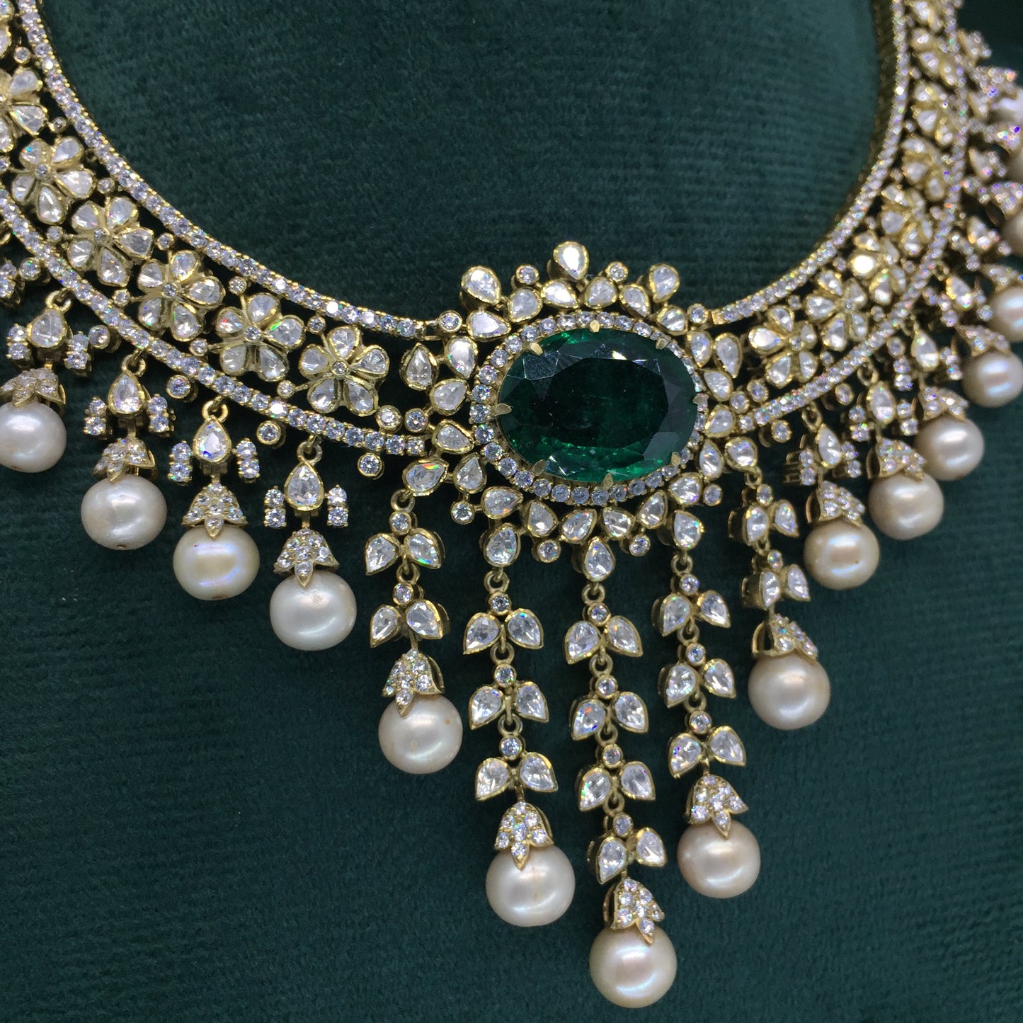 925 Silver Necklace Set with Lab Grown Emeralds