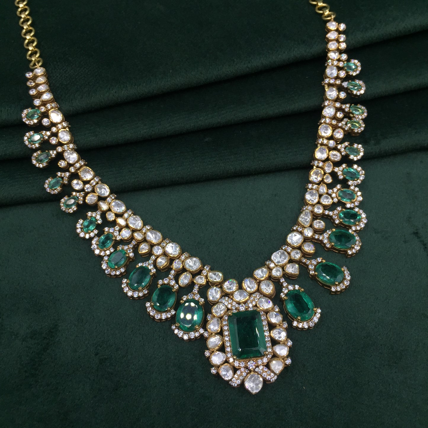 925 Silver Necklace Set with Lab Grown Emeralds