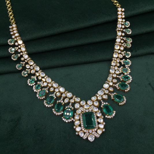 925 Silver Necklace Set with Lab Grown Emeralds