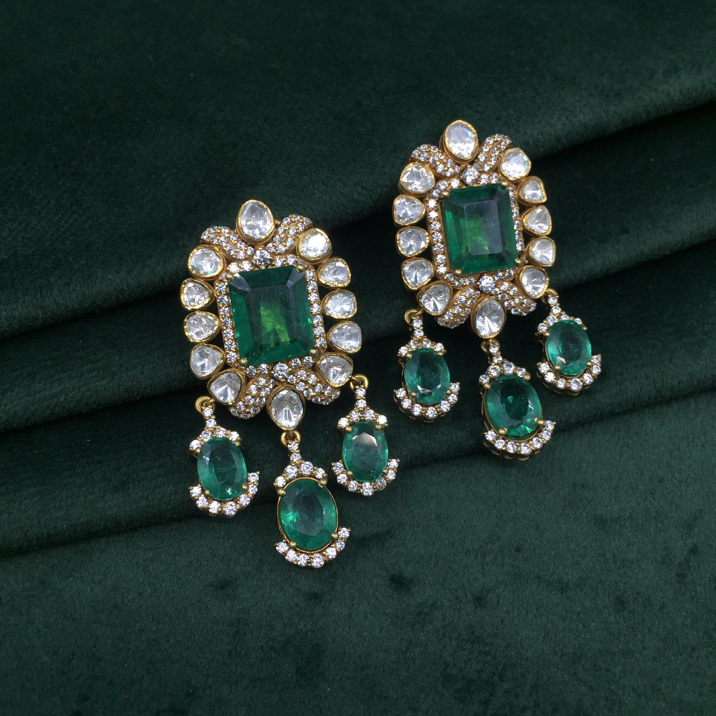 925 Silver Necklace Set with Lab Grown Emeralds