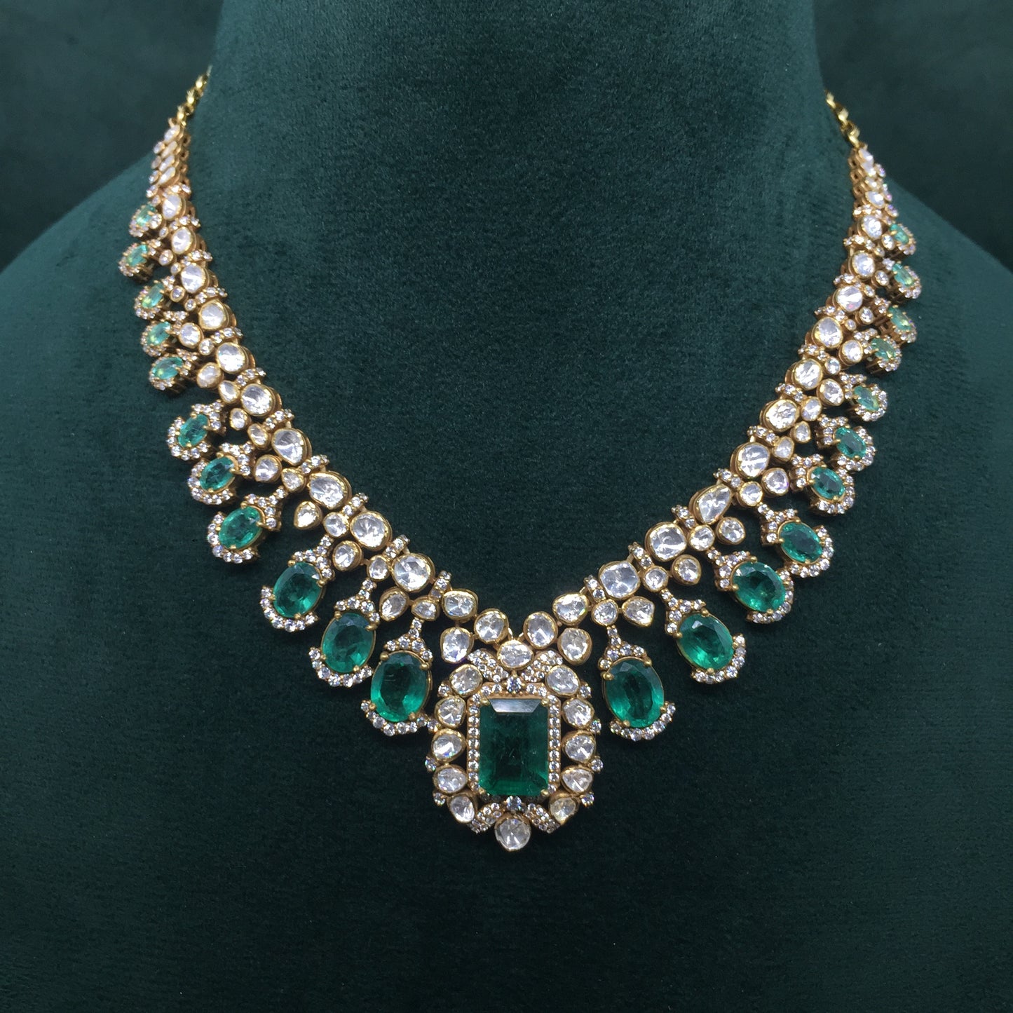 925 Silver Necklace Set with Lab Grown Emeralds