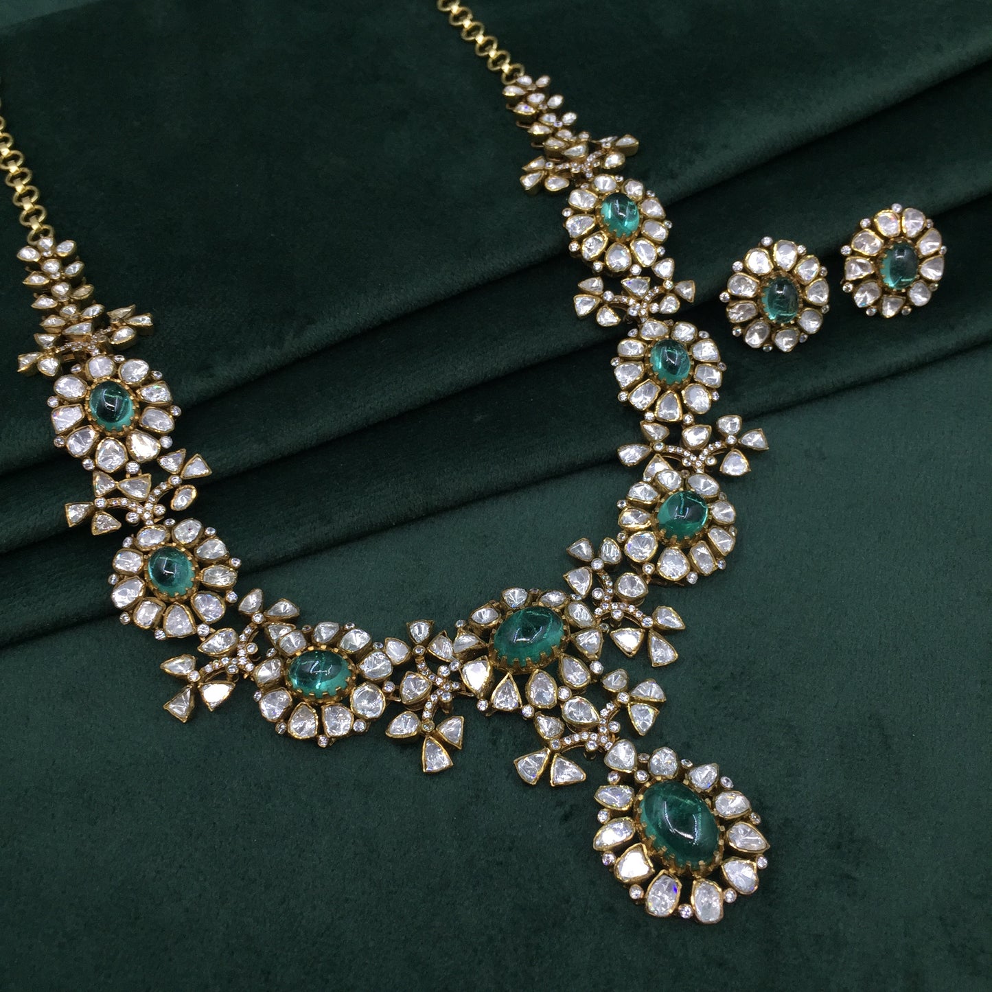 925 Silver Necklace Set with Lab Grown Emeralds