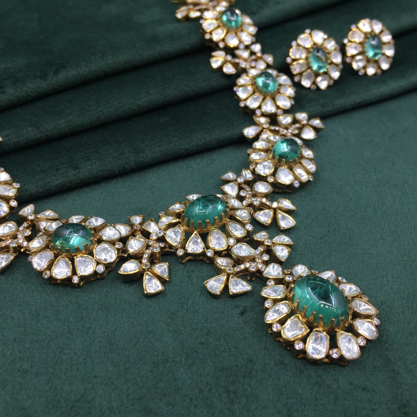 925 Silver Necklace Set with Lab Grown Emeralds