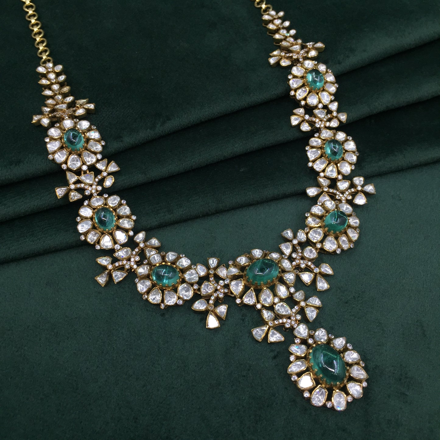 925 Silver Necklace Set with Lab Grown Emeralds