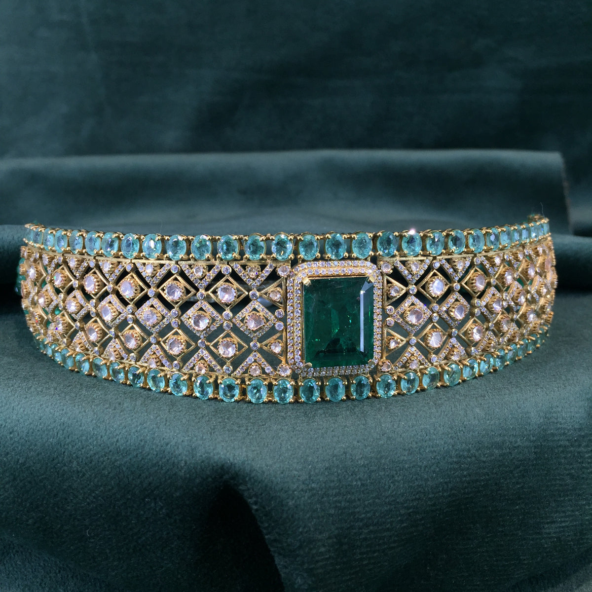 925 Silver Necklace With Lab Grown Emerald - G. K. Ratnam
