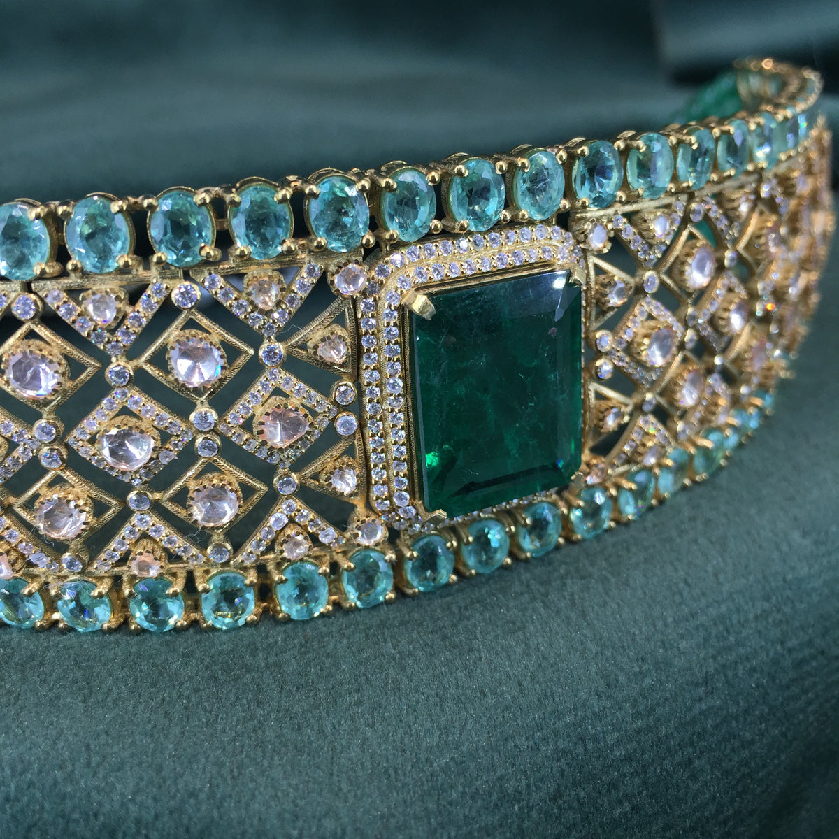 925 Silver Necklace With Lab Grown Emerald - G. K. Ratnam