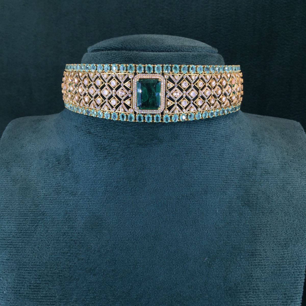 925 Silver Necklace With Lab Grown Emerald - G. K. Ratnam